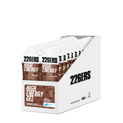 BOX HIGH ENERGY GEL CAFFEINE ESPRESSO COFFEE 226ers - skondensowany żel o wysokiej zawartości węglowodanów, o smaku kawy, z 80mg kofeiny, 76g. (24 szt